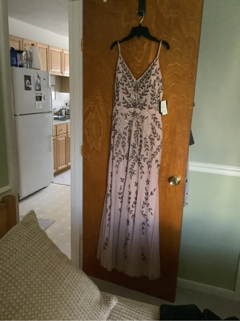 MARINA Blush Pink Sequin V-Neck Prom Gown
